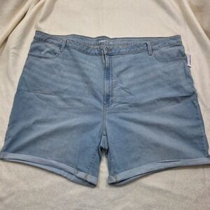 Old Navy Women Denim Shorts High-Rise Wow Light Wash Rolled Hem Size 30 Plus New